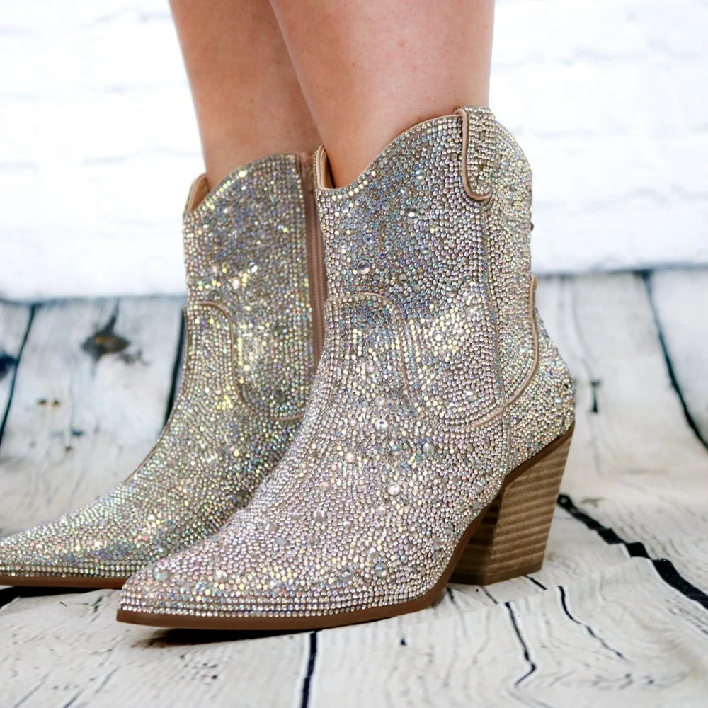 Matisse - Harlow Western Ankle Boot Womens‎ Size 6, 6.5  Rhinestone NIBWT - Picture 2 of 5